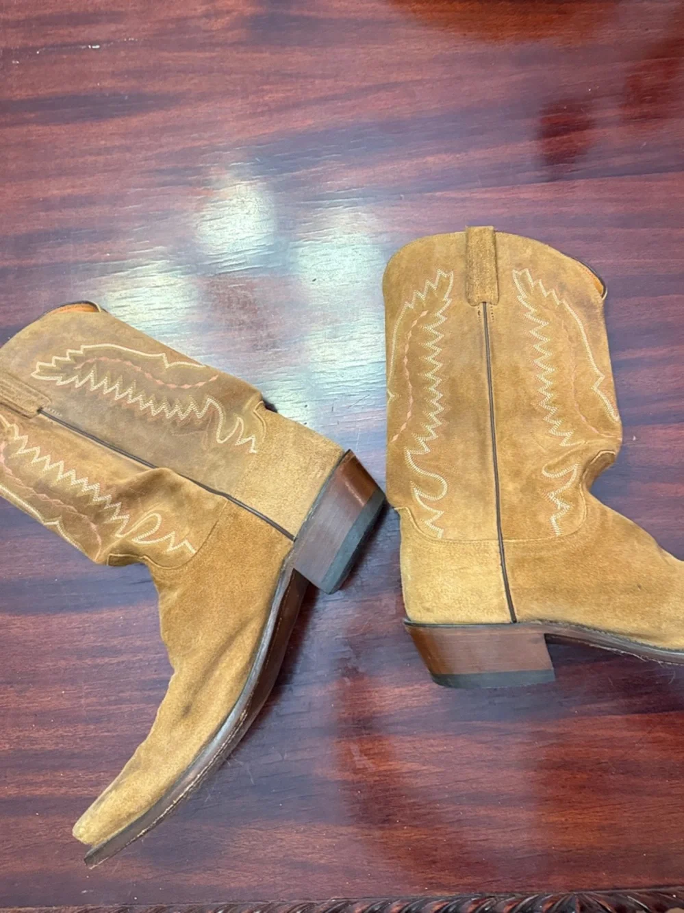 Lucchese Tan Suede Western Boots